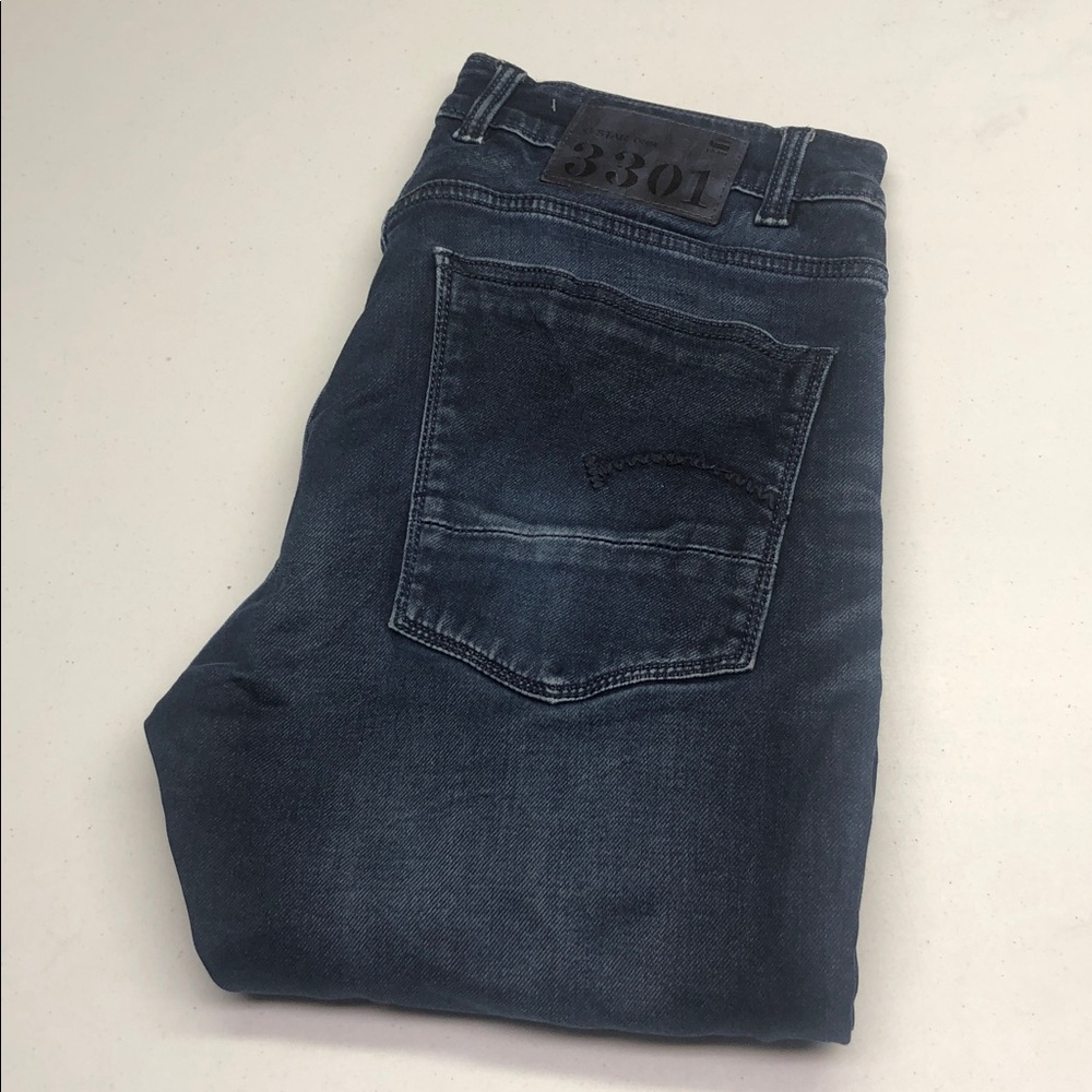 MENS G-STAR RAW DARKWASH SLIM STRAIGHT JEANS 32x26 😎